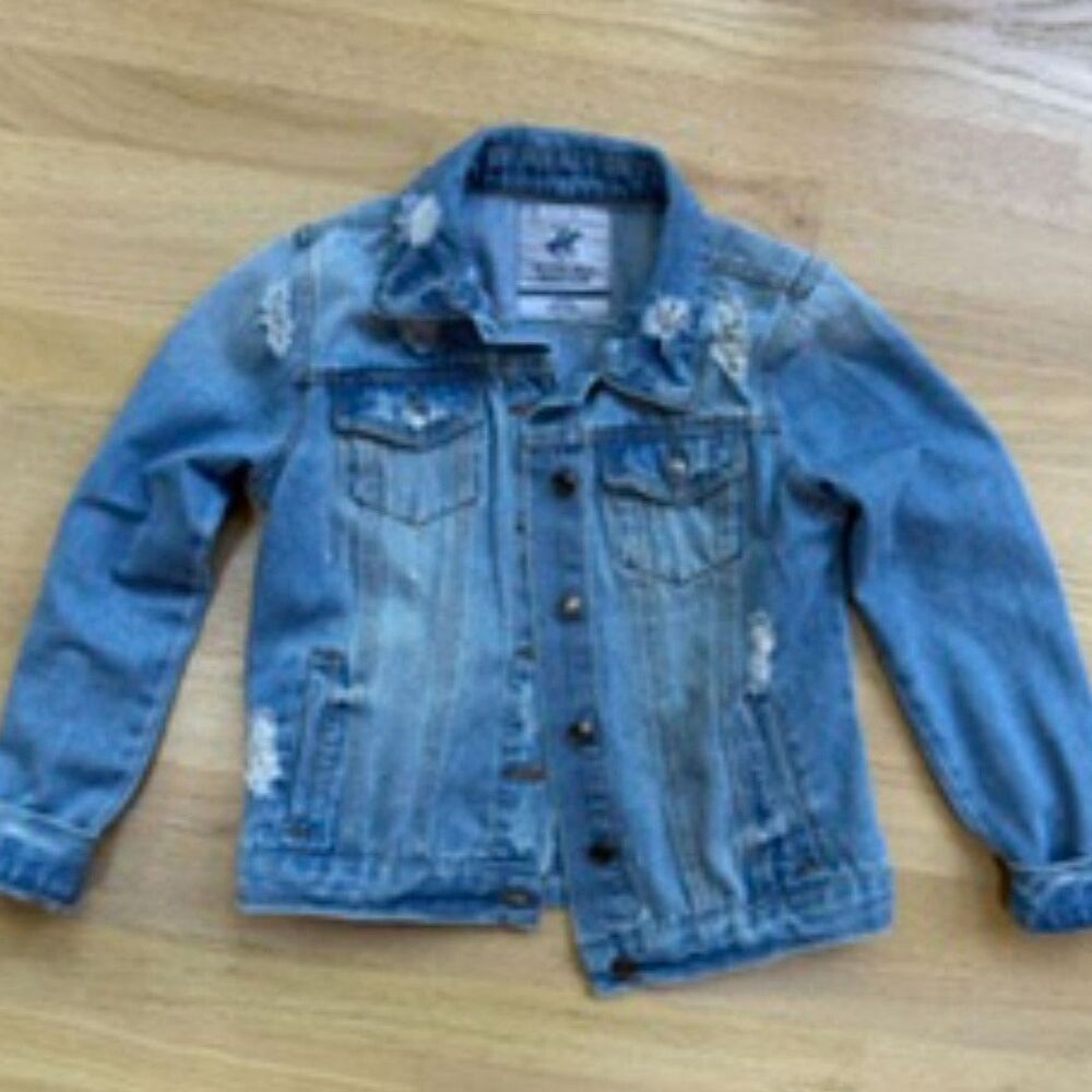 Beverly Hills Polo Club Kids 10/12 Distressed Denim Jean Jacket